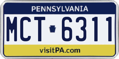 PA license plate MCT6311
