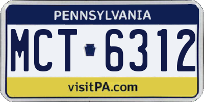 PA license plate MCT6312