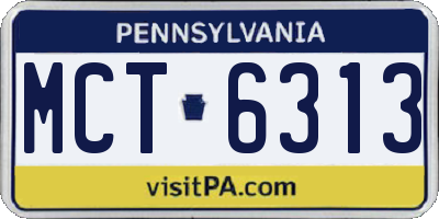 PA license plate MCT6313