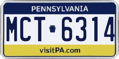 PA license plate MCT6314