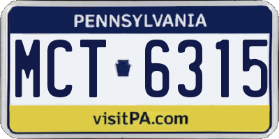 PA license plate MCT6315