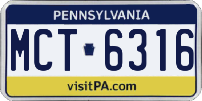PA license plate MCT6316