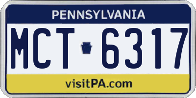 PA license plate MCT6317