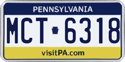 PA license plate MCT6318