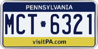 PA license plate MCT6321