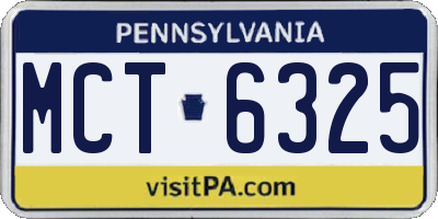 PA license plate MCT6325