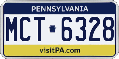 PA license plate MCT6328