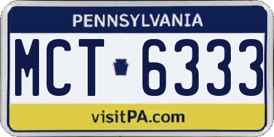 PA license plate MCT6333