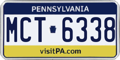 PA license plate MCT6338