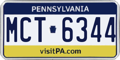 PA license plate MCT6344
