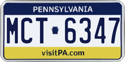PA license plate MCT6347