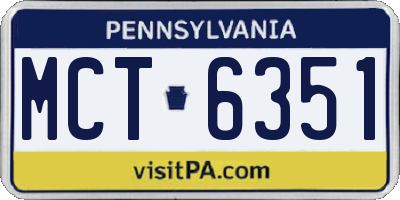PA license plate MCT6351