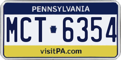 PA license plate MCT6354