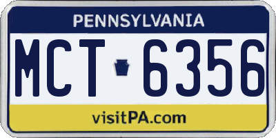 PA license plate MCT6356