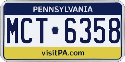 PA license plate MCT6358