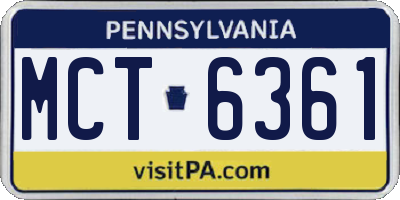 PA license plate MCT6361