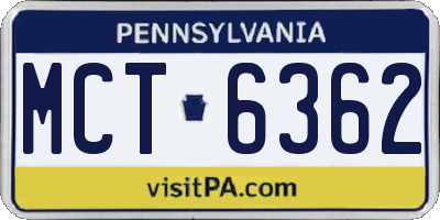 PA license plate MCT6362