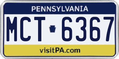 PA license plate MCT6367