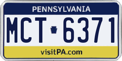PA license plate MCT6371