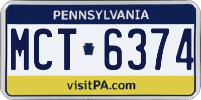 PA license plate MCT6374