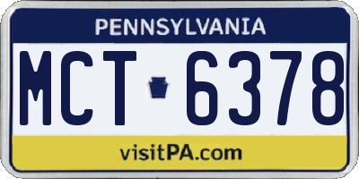 PA license plate MCT6378
