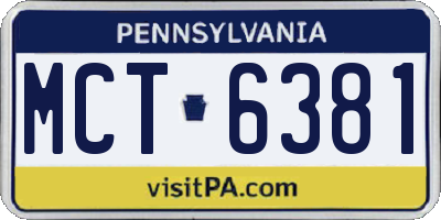 PA license plate MCT6381