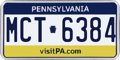 PA license plate MCT6384