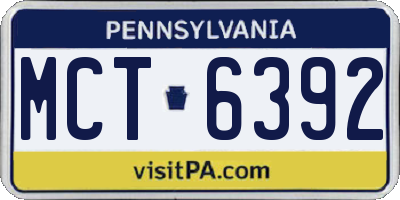PA license plate MCT6392