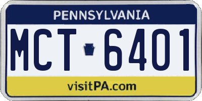PA license plate MCT6401