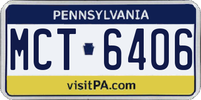 PA license plate MCT6406