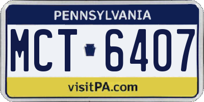 PA license plate MCT6407