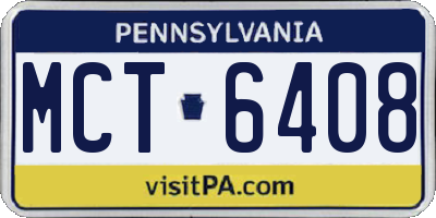 PA license plate MCT6408