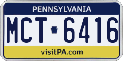 PA license plate MCT6416