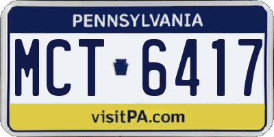 PA license plate MCT6417