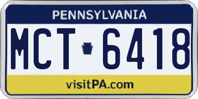 PA license plate MCT6418