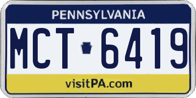 PA license plate MCT6419