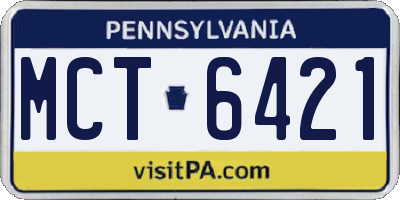 PA license plate MCT6421