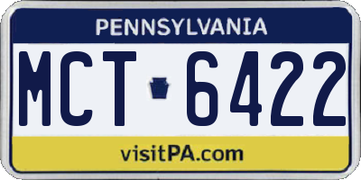 PA license plate MCT6422