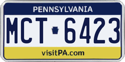 PA license plate MCT6423