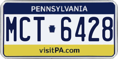 PA license plate MCT6428