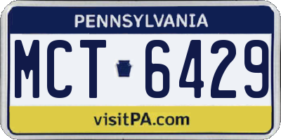 PA license plate MCT6429