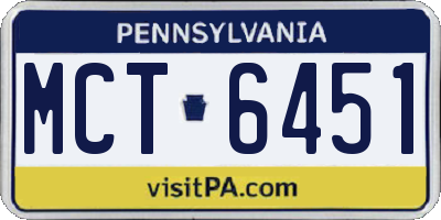 PA license plate MCT6451