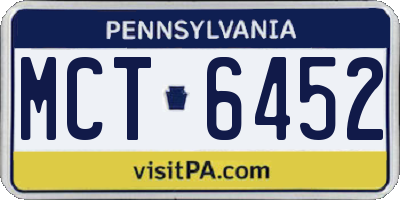 PA license plate MCT6452