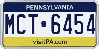PA license plate MCT6454