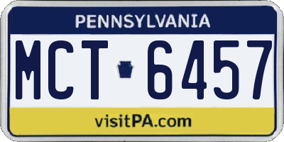 PA license plate MCT6457