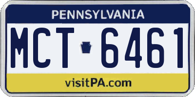 PA license plate MCT6461