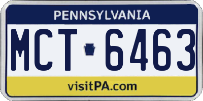 PA license plate MCT6463