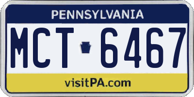 PA license plate MCT6467