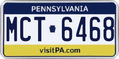 PA license plate MCT6468