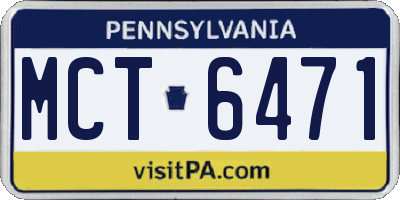 PA license plate MCT6471